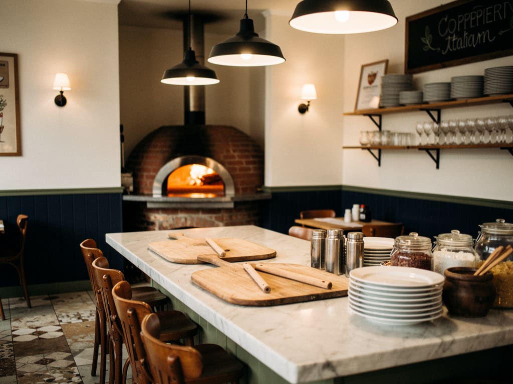 Interno accogliente della pizzeria di quartiere a Padova